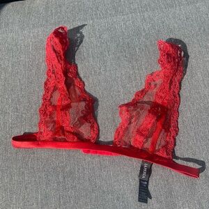 La Perla Red Sheer Lace Triangle Bralette